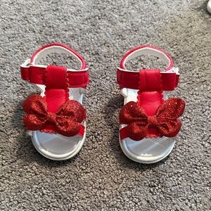 Red Glitter Bow Kids Sandals